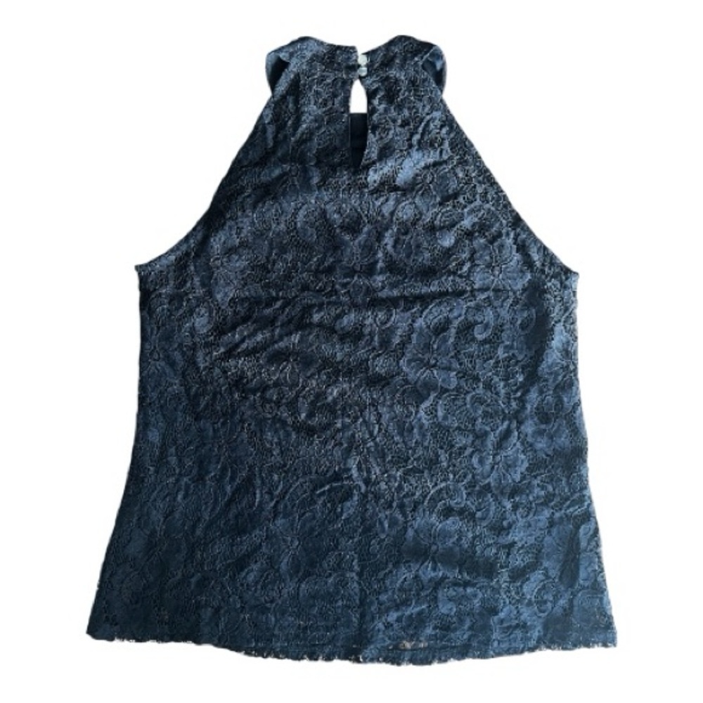 Cable & Gauge Black Halter Lined Lace Blouse Size L - Picture 3 of 9